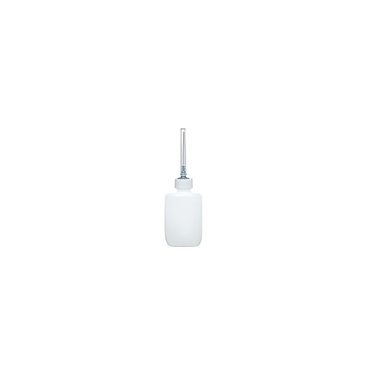 A white plastic applicator bottle with a thin needle tip for precise liquid dispensing.