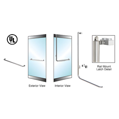 CRL-Blumcraft® Polished Stainless Left Hand Reverse Rail Mount Keyed Access "A" Exterior, Top Securing Panic Handle for 3/4" Glass