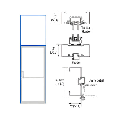 CRL-U.S. Aluminum Custom Size and Custom KYNAR® Paint Series 451 Open Back Gear Hinge Transom Frame Complete (1FT)