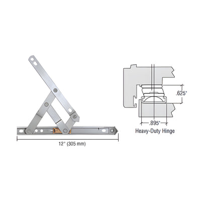 CRL Truth® 12" Heavy-Duty 4-Bar Stainless Steel Window Hinge