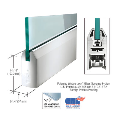 CRL Polished Stainless 3/4" Glass 4" Tapered Door Rail Without Lock - 35-3/4" Length