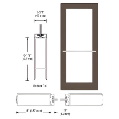 CRL-U.S. Aluminum Bronze Black Anodized 550 Series Wide Stile Inactive Leaf of Pair 3'0 x 7'0 Center Hung for OHCC w/Standard Push Bars Complete Door Std. MS Lock and Bottom Rail