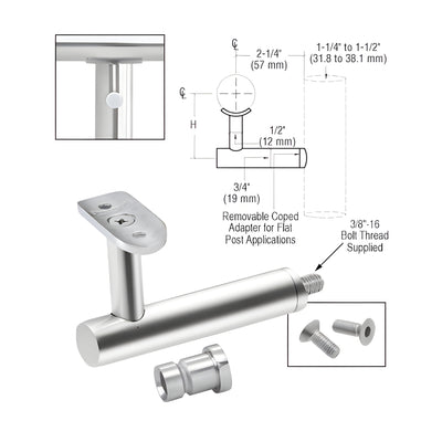 CRL 316 Polished Stainless Short Arm Malibu Series Post Mounted Hand Rail Bracket