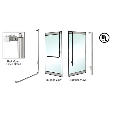 CRL-Blumcraft® Brushed Stainless Right Hand Reverse Rail Mount Keyed Access "LS" Exterior, Top Securing Panic Handle for 3/4" Glass