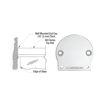 CRL Silver Metallic 300 Series Wall Mount End Cap
