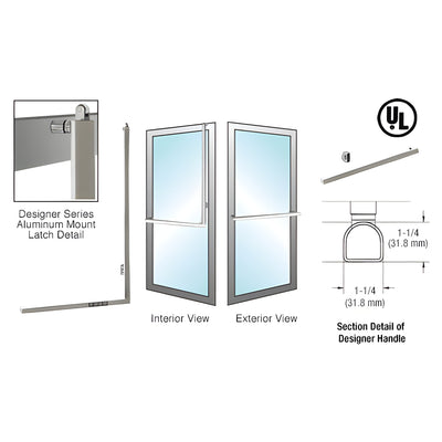 CRL-Blumcraft® Brushed Stainless Right Hand Reverse Aluminum Door Mount Keyed Access "A" Exterior, Top Securing Panic "Designer Series" Handle