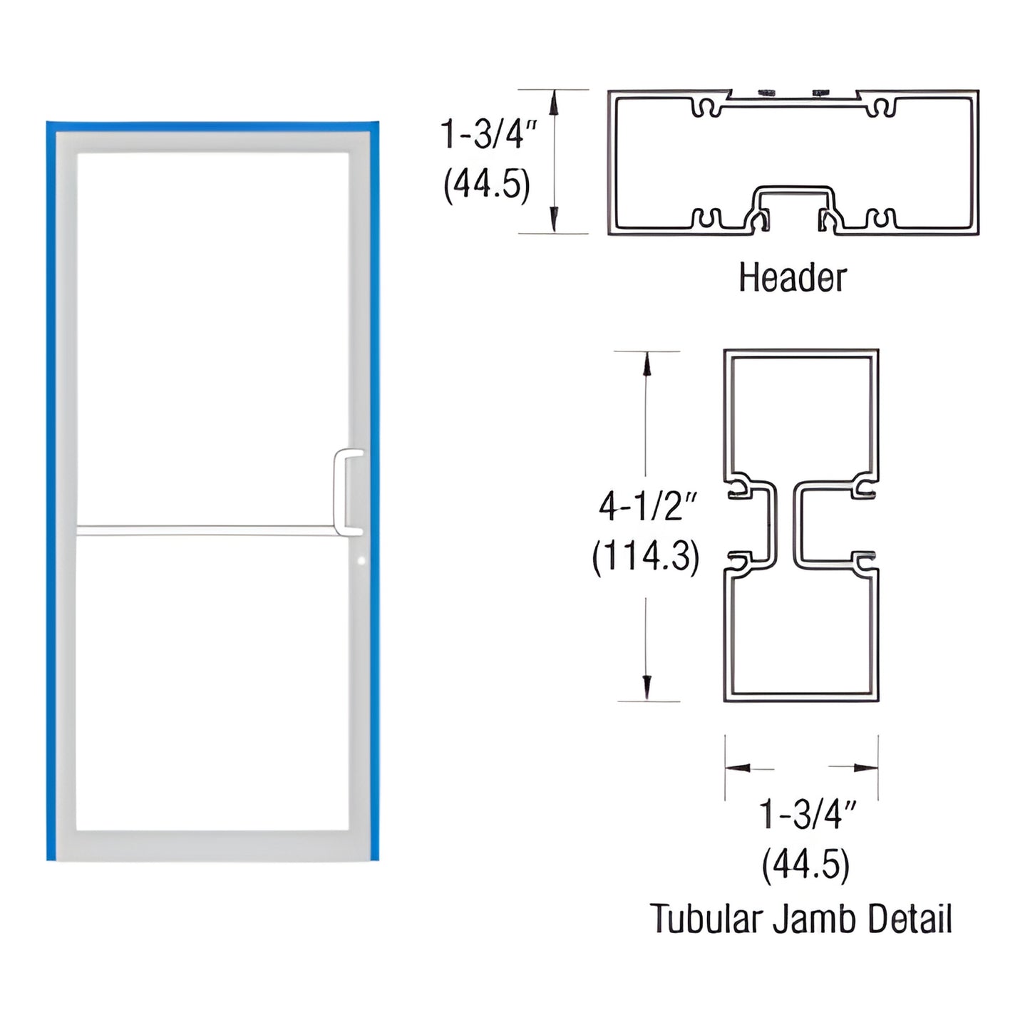 CRL-U.S. Aluminum Right-Hand 39.5x85.75 Aluminum Door Bronze Anodized