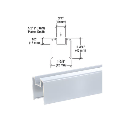 CRL Clear Anodized 200, 300, 350, and 400 Series Bottom Rail for Glass 241" Long