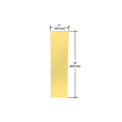 CRL Polished Brass Push Plates 4" x 16"