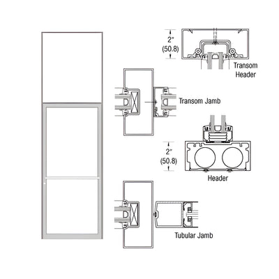 CRL-U.S. Aluminum Clear Anodized 40" x 126" 451 Series Transom Single Door Frame for Center Hung OHCC