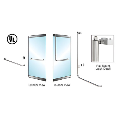 CRL-Blumcraft® Brushed Stainless Left Hand Reverse Low Profile Mount Keyed Access "A" Exterior, Top Securing Panic Handle