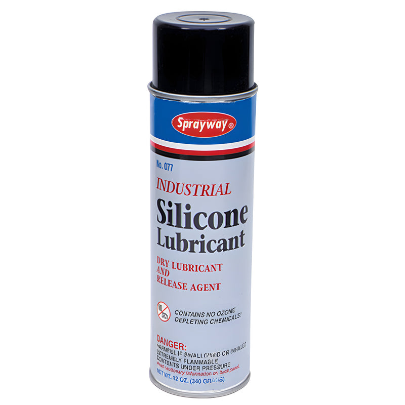 A 12 oz. aerosol can of Sprayway industrial dry silicone lubricant and release agent with a black cap.