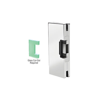 CRL Polished Stainless 4" x 10" LH/RHR Custom Center Lock Glass Keeper with Deadlatch Electric Strike