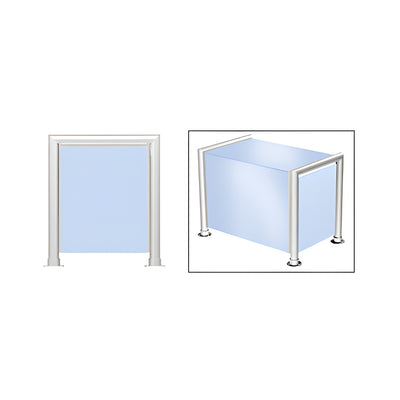 CRL Polished Stainless Elegant 146 Series 1-1/2" Tubing Glass On Top, Front, and One End or Both Ends Sneeze Guard