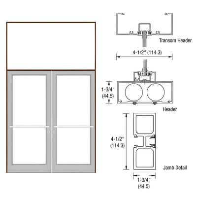 CRL-U.S. Aluminum Dark Bronze/Black Anodized Class 1 75-1/2" x 126" Series DF800 Tubular Center Hung Transom Frame Complete (2FT)