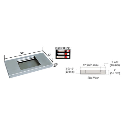 CRL Brushed Stainless 30" Wide x 12" Deep Level 1 Protection Stainless Steel Shelf with Deal Tray