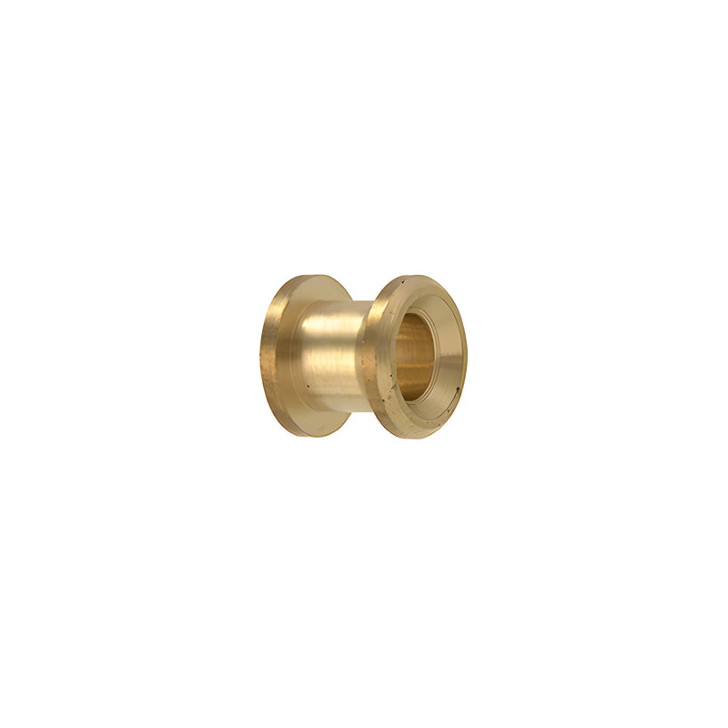 A close-up view of a cylindrical brass ferrule fitting with a flanged edge.