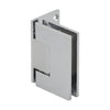 A polished chrome Melbourne wall mount offset back plate hinge shown from an angled perspective.