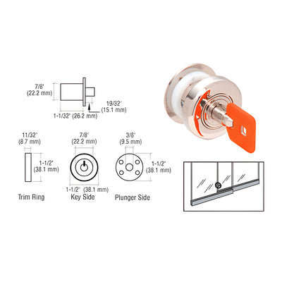 CRL Keymatic Sliding Glass Door Plunger Lock