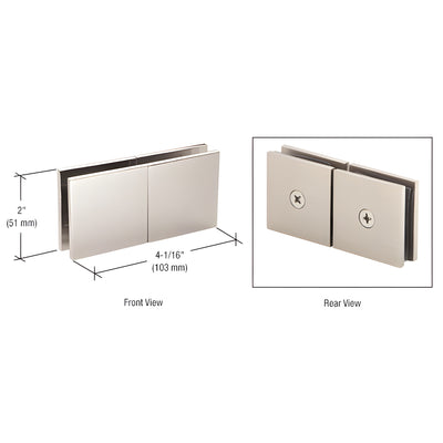 CRL Polished Nickel Square 180 Degree Glass-to-Glass Movable Transom Clamp