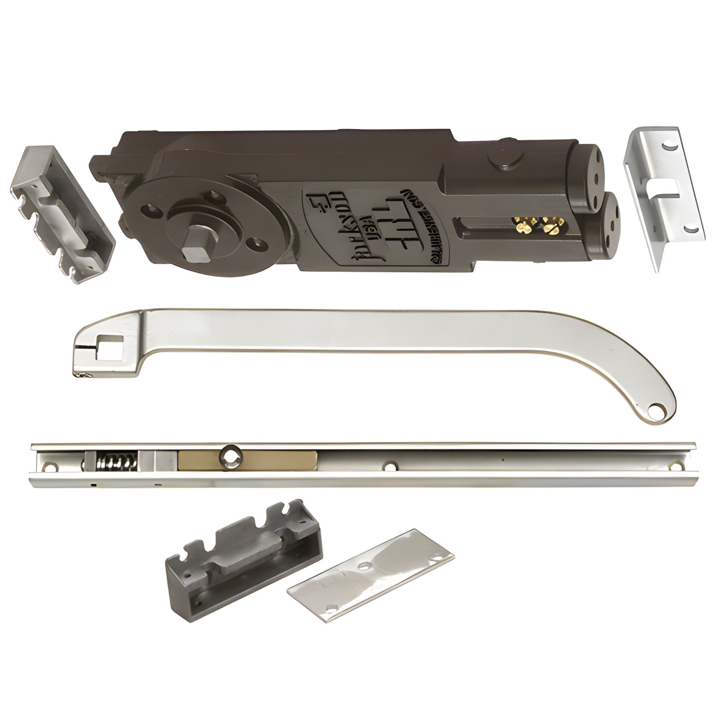 CRL Jackson 21201S62801 overhead concealed door closer kit with S-offset slide arm, aluminum finish