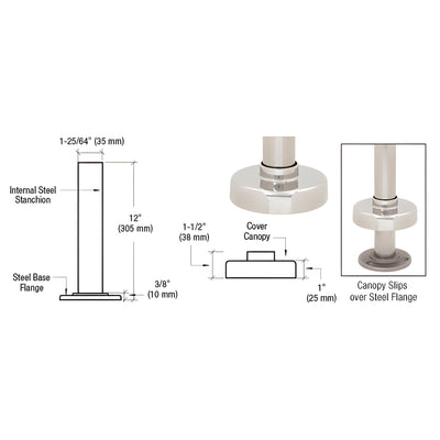 CRL Polished Stainless Steel Flange and Canopy for 2" Tubing