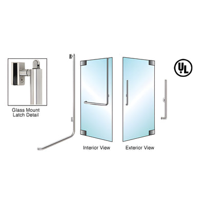 CRL-Blumcraft® Brushed Stainless Right Hand Reverse Glass Mount Keyed Access 'H' Exterior, Top Securing Panic Handle