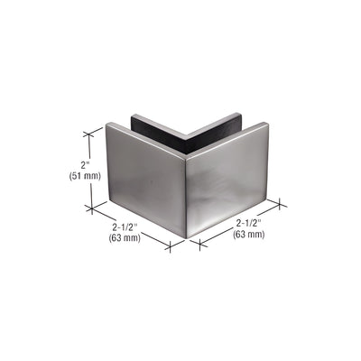 CRL 2-1/2" x 2" Brushed Stainless 90º Outside Corner Mall Front Clamp