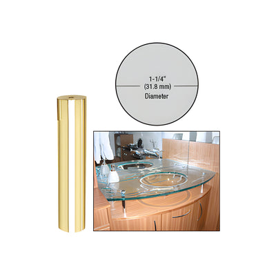 CRL Brass 1-1/4" Diameter by 6" Standoff Base