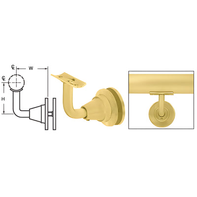 CRL Satin Brass Newport Series Glass Mounted Hand Rail Bracket