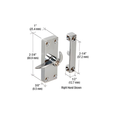 CRL Chrome Sliding Screen Door Latch and Strike with 2-1/4" Screw Holes