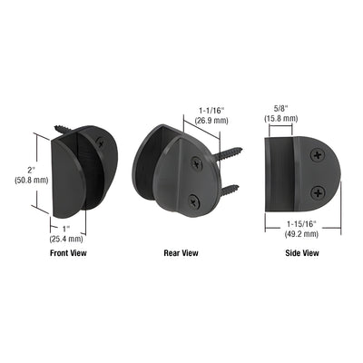 CRL Matte Black Wall Mount Round Mall Front Clamp