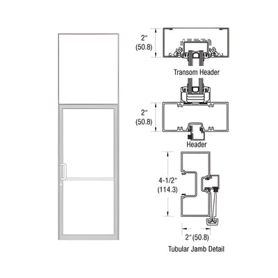 CRL-U.S. Aluminum Custom Size Clear Anodized Class 1 Series 451 Tubular Gear Hinge Transom Frame Complete (1FT)