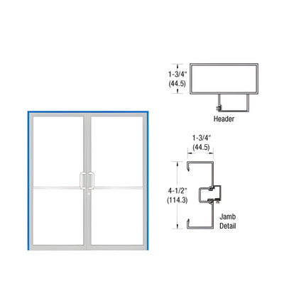 CRL-U.S. Aluminum Bronze Anodized Double Door Open Back 1-3/4" x 4-1/2" Up and Over Frame Prepped for Offset Pivots with Overhead Concealed Closers