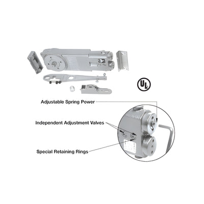 CRL 90º No Hold Open Adjustable Spring Power Overhead Concealed Door Closer "GE" Package
