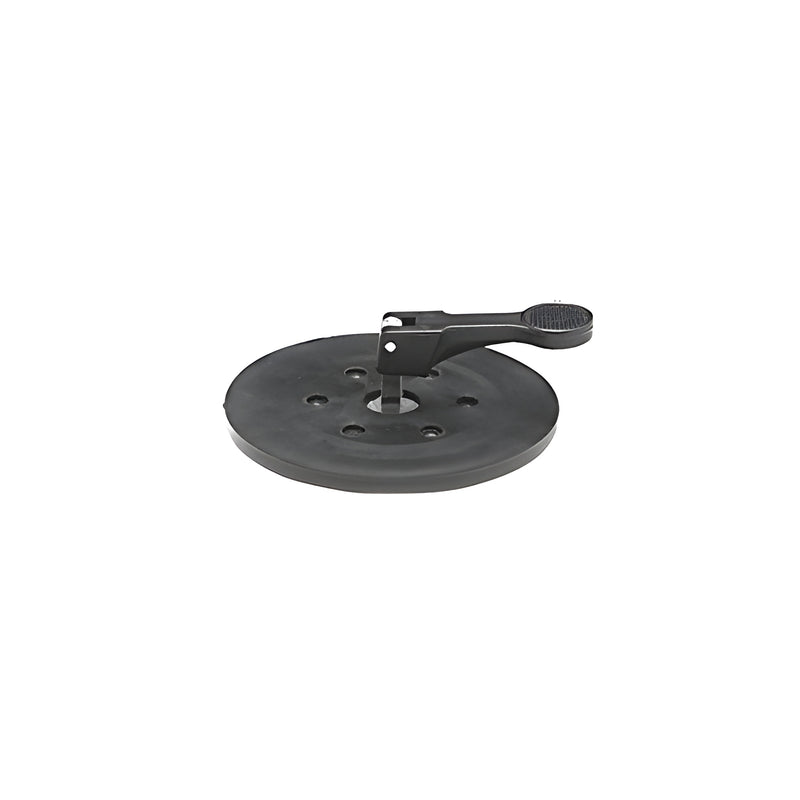 A black 4-5/8 inch diameter replacement rubber suction pad for a Veribor suction lifter.