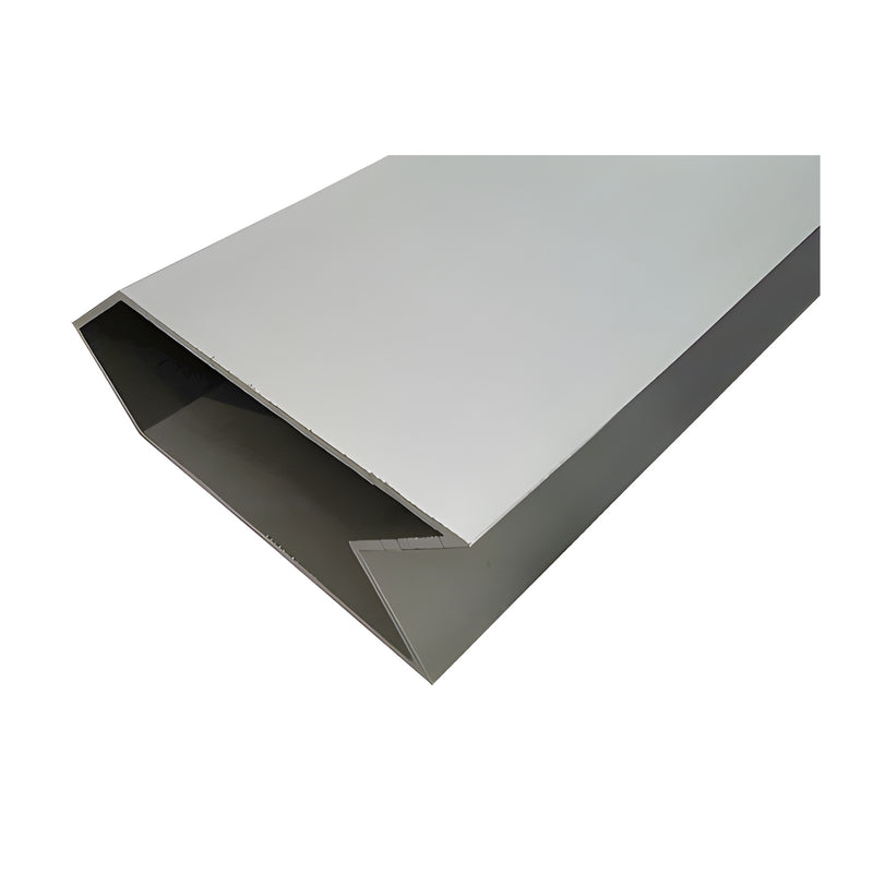 A close-up view of a clear anodized aluminum 90-degree structural silicone glaze corner extrusion.