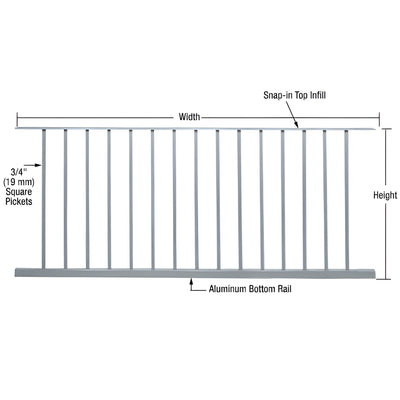 CRL Mill 200, 300, 350, and 400 Series 72"W x 42"H Picket Panel