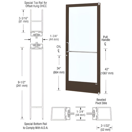 CRL-U.S. 250 Narrow Stile Offset Pivot Door for Concealed Closer