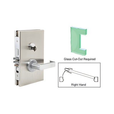 CRL Brushed Stainless 6" x 10" RH Center Lock With Deadlatch in Entrance Lock Function