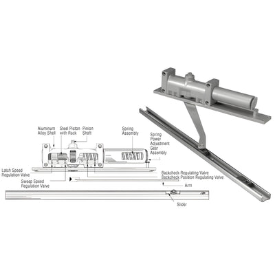Norton® Aluminum 7900 Series No Hold Open Left Hand Interior Door Closer