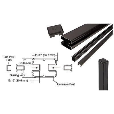 CRL Matte Black AWS 2" x 2-5/8" Rectangular 180 Degree 72" End Post Kit