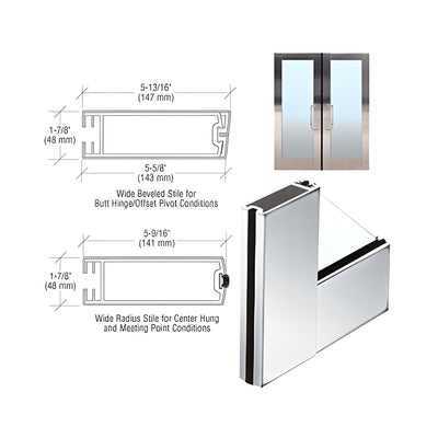 CRL 5-1/2" Polished Stainless Wide Stile Clad Full Framed Door
