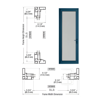 Custom Series 900 Custom KYNAR® Paint Hinged Right Swing Out Terrace Single Door with 3-3/4" Bottom Rail and Standard Threshold