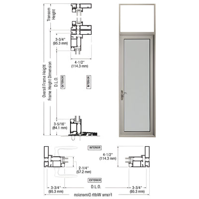 CRL-U.S. Aluminum Clear Anodized Series 925 Single Transom Patio Door Hinge Left Swing Out