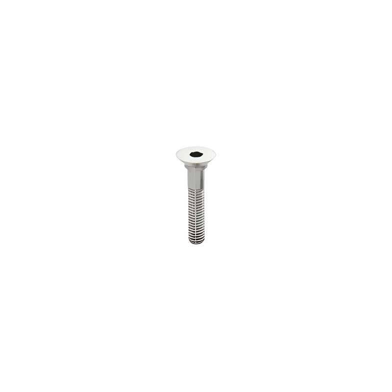 A 2-inch polished stainless steel replacement bolt with a flat head and hex drive.