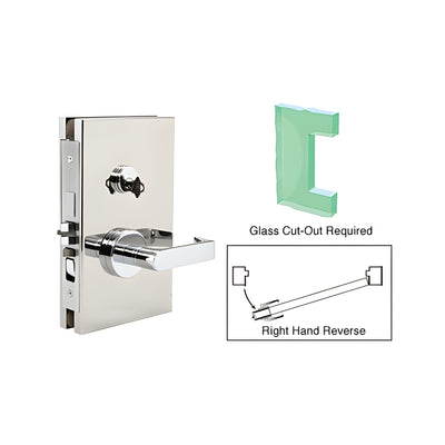 CRL Polished Stainless 6" x 10" RHR Center Lock With Deadlatch in Entrance Lock Function