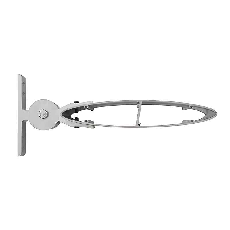 A side view of a 12-inch airfoil single adjustable mounting bracket featuring a clear anodized aluminum finish.