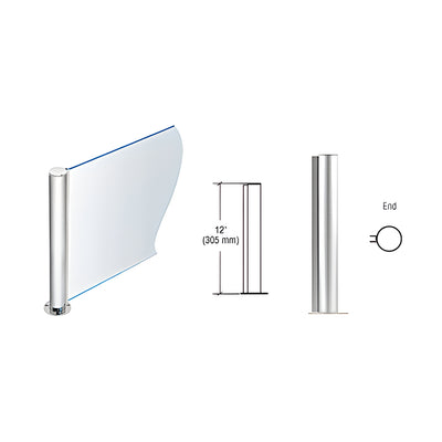 CRL Polished Stainless 12" Round PP08 Elegant Series Counter/Partition End Post