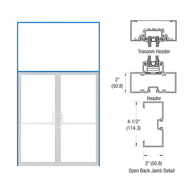 CRL-U.S. Aluminum Dark Bronze/Black Anodized Class 1 76" x 126" 451 Series Transom Frame for Offset Pivot Using Surface Mount Double Door Closer
